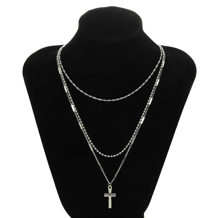 Women's Cross multi-layer necklace