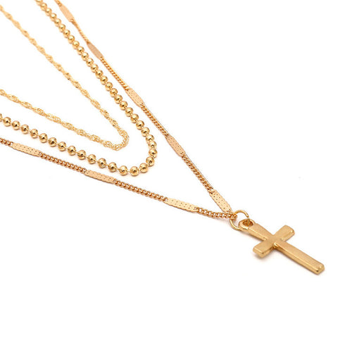 Women's Cross multi-layer necklace