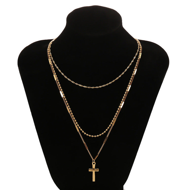 Women's Cross multi-layer necklace