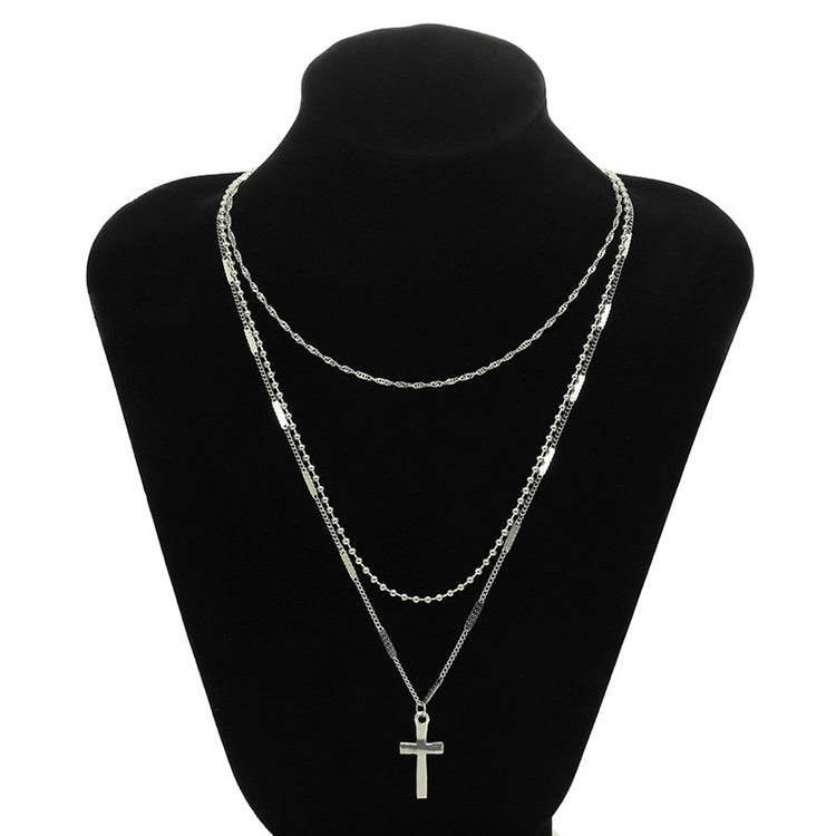 Women's Cross multi-layer necklace